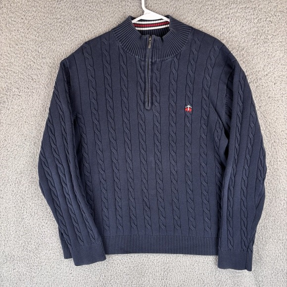 Brooks Brothers Other - Brooks Brothers Men's Cable Knit Quarter Zip Sweater Navy Blue Knit Pullover XL